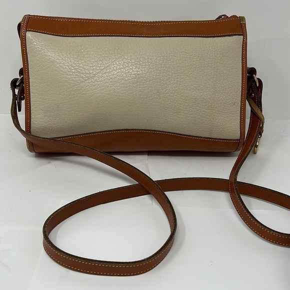 Dooney & Bourke Ivory Cream Pebble and Brown Leather Zip Crossbody Shoulder Bag - Picture 7 of 14